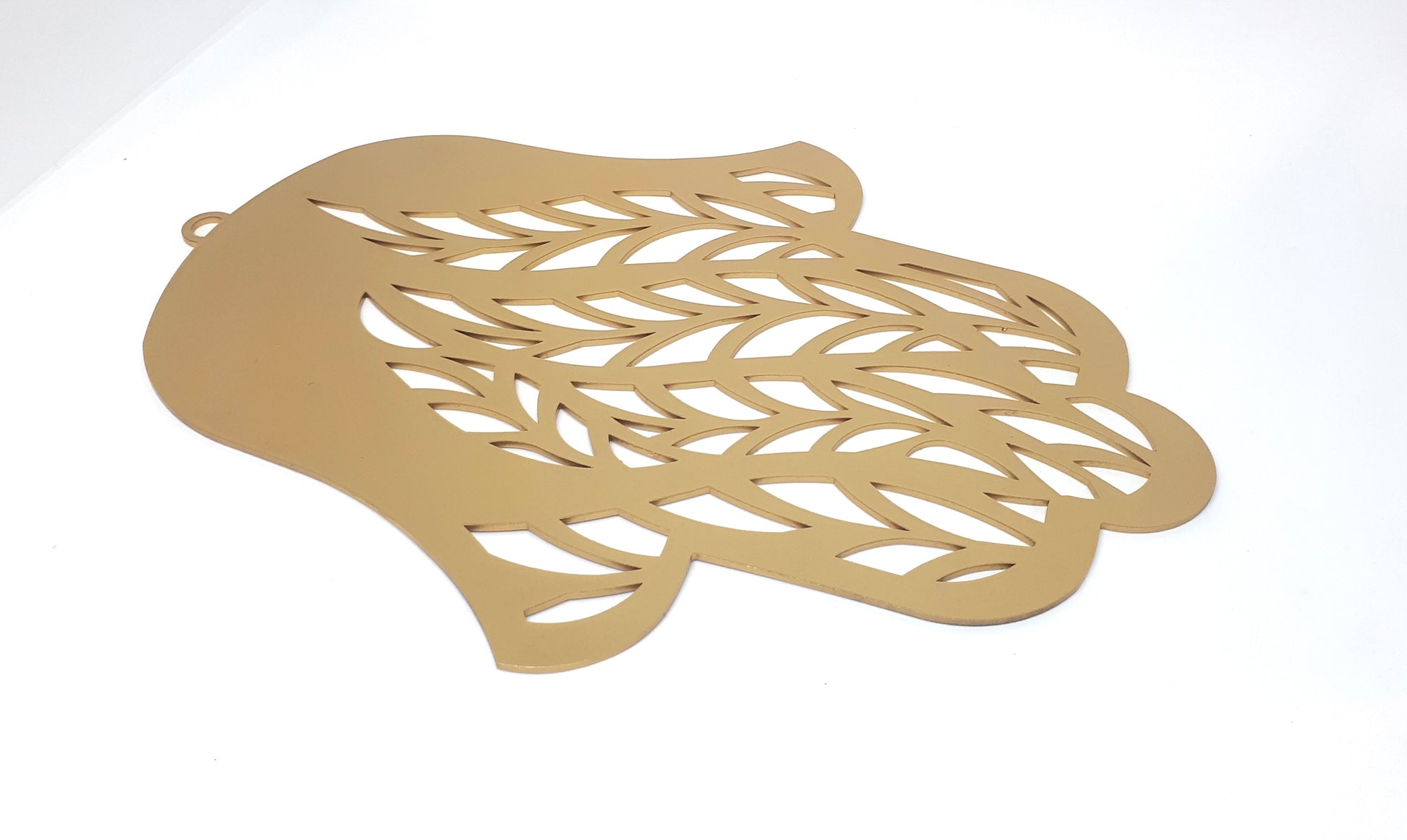 Gold Hamsa wall art handmade in Israel, modern Jewish home decor, protection symbol